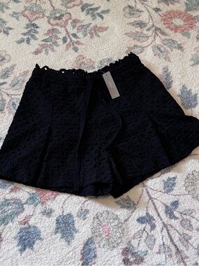 NWT J. Crew Black Eyelet Skort with Tie Waist